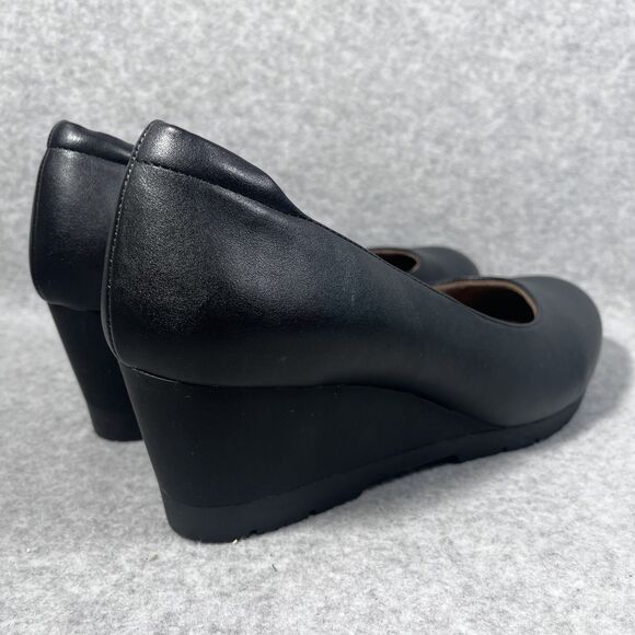 Natural Soul Shoes Womens Size 9.5 Black Wedge Heel All‎ Thru Comfort Slip On - Picture 6 of 13